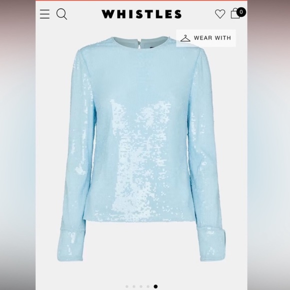 Whistles Light Blue Sequin Women's Top - Picture 4 of 14